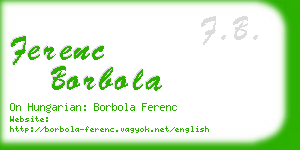 ferenc borbola business card
